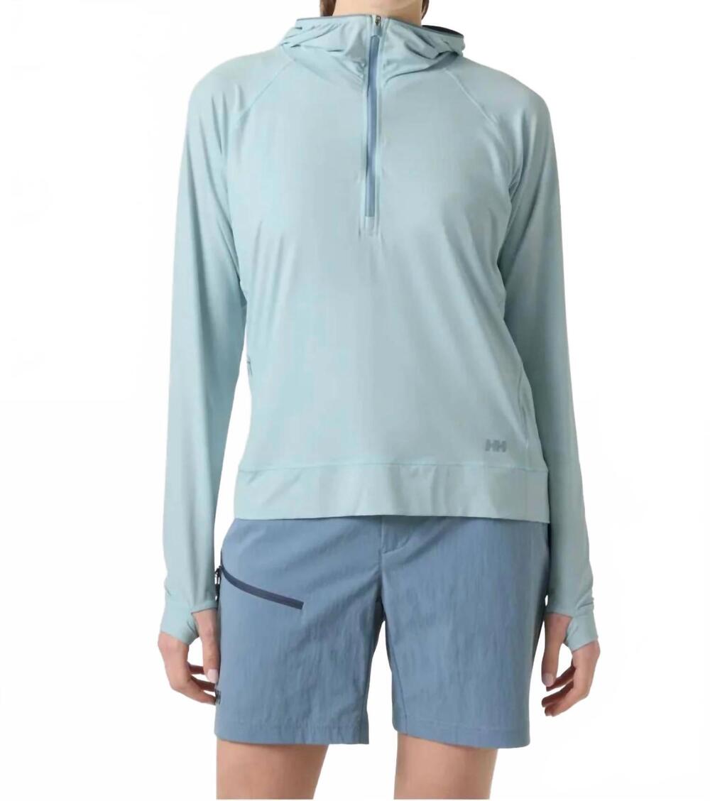 NEW HELLY HANSEN shine solen half-zip sun hoodie in barely blue